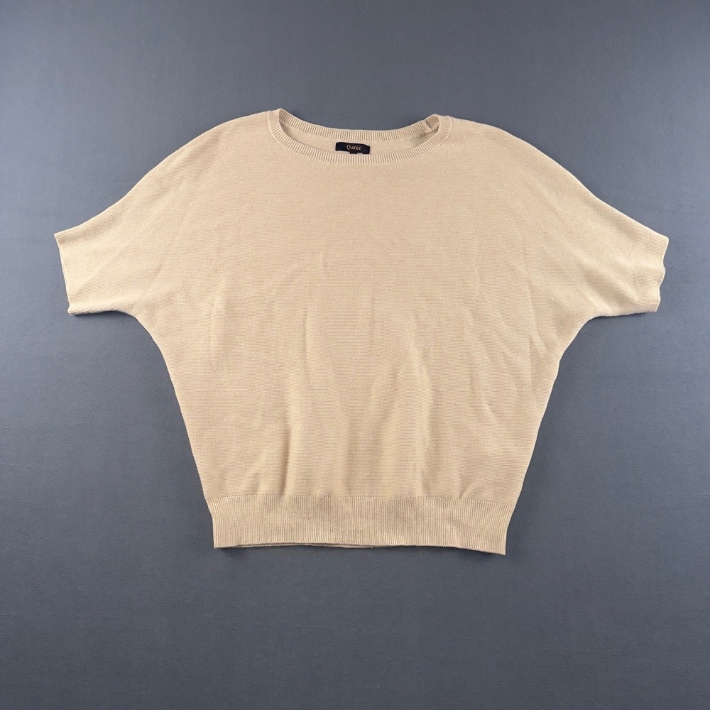 Quince Cotton Cashmere Link-Stitch Dolman Sweater Heather Oatmeal XS LB40218